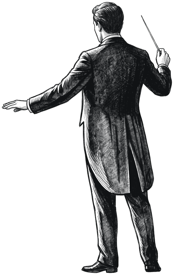 A conductor, seen from behind